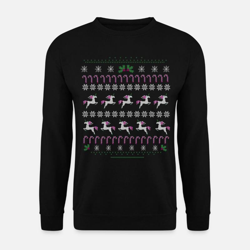 Weihnachten Ugly Sweater Einhorn - Unisex Pullover - Schwarz