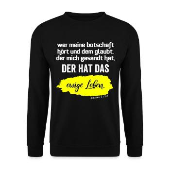 ewiges Leben | Johannes | lebenswichtig | christ - Unisex Pullover - Schwarz - Vorne - Alina (178cm) & Michal (187cm)