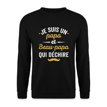 je suis un papa et beau-papa qui déchire - Sweat-shirt Unisexe - noir - Devant - Alina (178cm) & Michal (187cm)