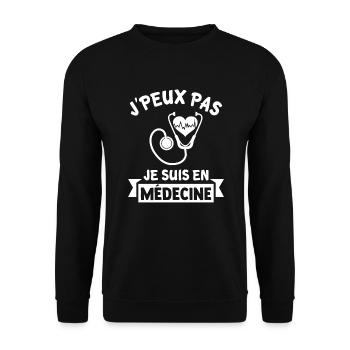 j'peux pas... je suis en médecine t-shirt docteur - Sweat-shirt Unisexe - noir - Devant - Alina (178cm) & Michal (187cm)