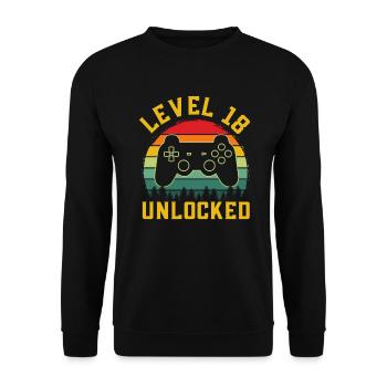 Level 18 unlocked gamer shirt 18 year - Unisex Sweatshirt - black - Front - Alina (178cm) & Michal (187cm)