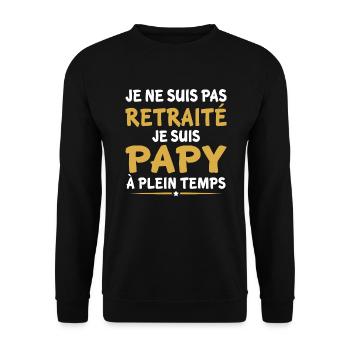 Papy retraité cadeau père - Sweat-shirt Unisexe - noir - Devant - Alina (178cm) & Michal (187cm)