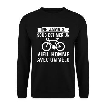vieil homme avec un vélo - Sweat-shirt Unisexe - noir - Devant - Alina (178cm) & Michal (187cm)