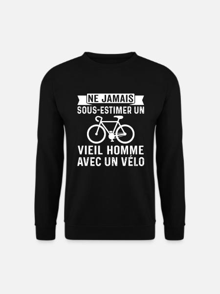 vieil homme avec un vélo - Sweat-shirt Unisexe - noir