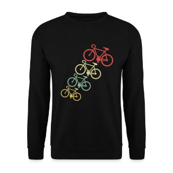 Retro Fahrrad Radfahrer T-Shirt - Unisex Pullover - Schwarz - Vorne - Alina (178cm) & Michal (187cm)