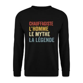 Chauffagiste l'homme le mythe la légende - Sweat-shirt Unisexe - noir - Devant - Alina (178cm) & Michal (187cm)