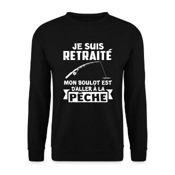 Je suis retraité mon boulot est daller à la pêche - Sweat-shirt Unisexe - noir - Devant - Alina (178cm) & Michal (187cm)