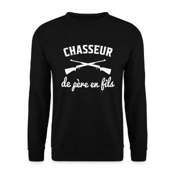 chasseur de père en fils - Sweat-shirt Unisexe - noir - Devant - Alina (178cm) & Michal (187cm)