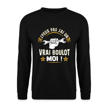 j'ai un vrai boulot moi je suis mécanicien - Sweat-shirt Unisexe - noir - Devant - Alina (178cm) & Michal (187cm)