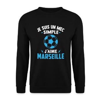 je suis un mec simple j'aime marseille - Sweat-shirt Unisexe - noir - Devant - Alina (178cm) & Michal (187cm)