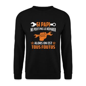 Grand-père si papi ne peut pas le réparer - Sweat-shirt Unisexe - noir - Devant - Alina (178cm) & Michal (187cm)