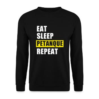 Eat Sleep Petanque Repeat - Unisex Pullover - Schwarz - Vorne - Alina (178cm) & Michal (187cm)