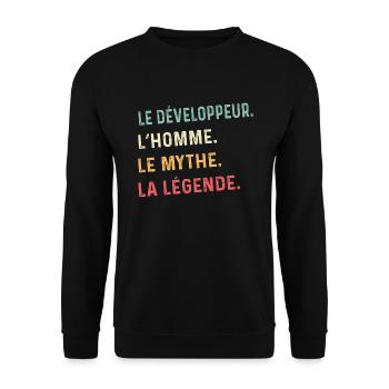 der Entwickler der Mann der Mythos die Legende - Unisex Pullover - Schwarz - Vorne - Alina (178cm) & Michal (187cm)