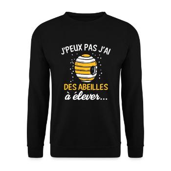 J'peux pas j'ai des abeilles à élever - Sweat-shirt Unisexe - noir - Devant - Alina (178cm) & Michal (187cm)
