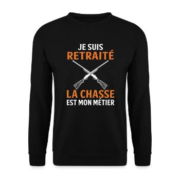 je suis retraité la chasse est mon métier chasseur - Sweat-shirt Unisexe - noir - Devant - Alina (178cm) & Michal (187cm)