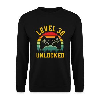 Level 30 unlocked - Unisex Sweatshirt - black - Front - Alina (178cm) & Michal (187cm)