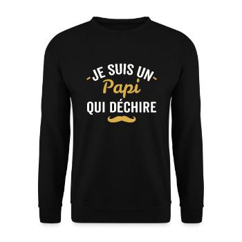 je suis un papi qui déchire - Sweat-shirt Unisexe - noir - Devant - Alina (178cm) & Michal (187cm)