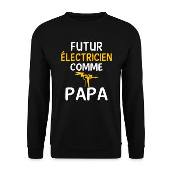 futur électricien comme papa - Sweat-shirt Unisexe - noir - Devant - Alina (178cm) & Michal (187cm)