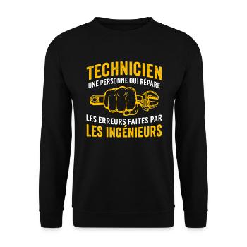 Cadeau pour un Technicien - Sweat-shirt Unisexe - noir - Devant - Alina (178cm) & Michal (187cm)