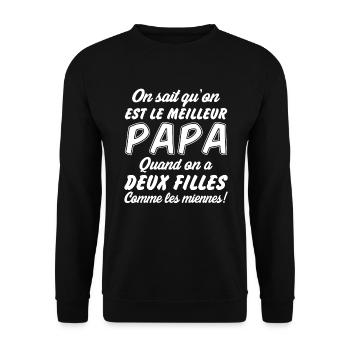 meilleur papa quand on a deux fille - Sweat-shirt Unisexe - noir - Devant - Alina (178cm) & Michal (187cm)