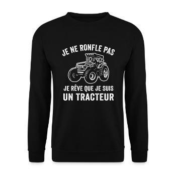 je ne ronfle pas je rêve que je suis un tracteur - Sweat-shirt Unisexe - noir - Devant - Alina (178cm) & Michal (187cm)