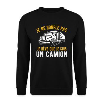 Je rêve que je suis un camion cadeau routier - Sweat-shirt Unisexe - noir - Devant - Alina (178cm) & Michal (187cm)