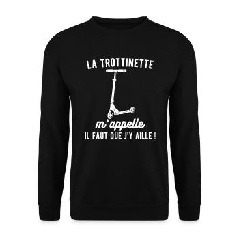 la Trottinette m'appelle il faut que j'y aille - Sweat-shirt Unisexe - noir - Devant - Alina (178cm) & Michal (187cm)