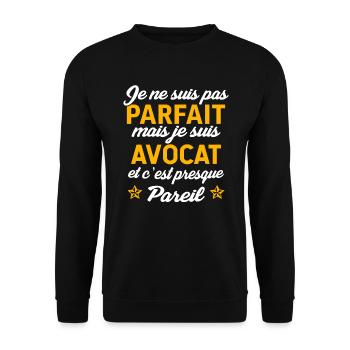 Je ne suis pas parfait mais je suis avocat - Sweat-shirt Unisexe - noir - Devant - Alina (178cm) & Michal (187cm)