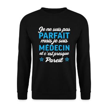je suis médecin cadeau médecin - Sweat-shirt Unisexe - noir - Devant - Alina (178cm) & Michal (187cm)