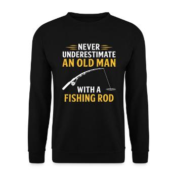never underestimate an old man with a fishing rod - Sweat-shirt Unisexe - noir - Devant - Alina (178cm) & Michal (187cm)