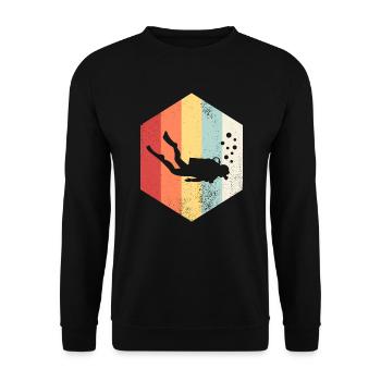 Taucher Geschenk Retro Taucher Tauchen - Unisex Pullover - Schwarz - Vorne - Alina (178cm) & Michal (187cm)
