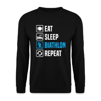 eat sleep biathlon repeat - Sweat-shirt Unisexe - noir - Devant - Alina (178cm) & Michal (187cm)