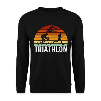 retro triathlon triathlon triathlete triathlon - Unisex Sweatshirt - black - Front - Alina (178cm) & Michal (187cm)