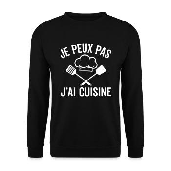 Je peux pas j'ai cuisine - Sweat-shirt Unisexe - noir - Devant - Alina (178cm) & Michal (187cm)