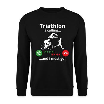 Triathlon is calling and i must go - Unisex Pullover - Schwarz - Vorne - Alina (178cm) & Michal (187cm)