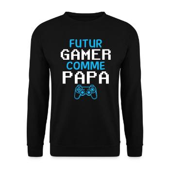 Geek future gamer as baby body daddy - Unisex Sweatshirt - black - Front - Alina (178cm) & Michal (187cm)