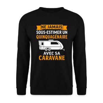 un quinquagénaire avec sa caravane quinqua caravan - Sweat-shirt Unisexe - noir - Devant - Alina (178cm) & Michal (187cm)