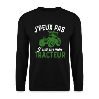 j'peux pas j'suis sur mon tracteur - Sweat-shirt Unisexe - noir - Devant - Alina (178cm) & Michal (187cm)