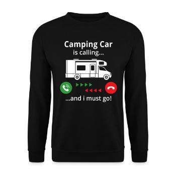 camping car is calling and i must go - Unisex Sweatshirt - black - Front - Alina (178cm) & Michal (187cm)