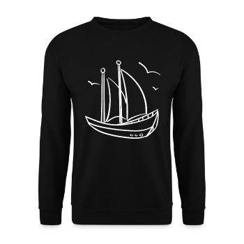 Segelboot skizzen - Unisex Pullover - Schwarz - Vorne - Alina (178cm) & Michal (187cm)