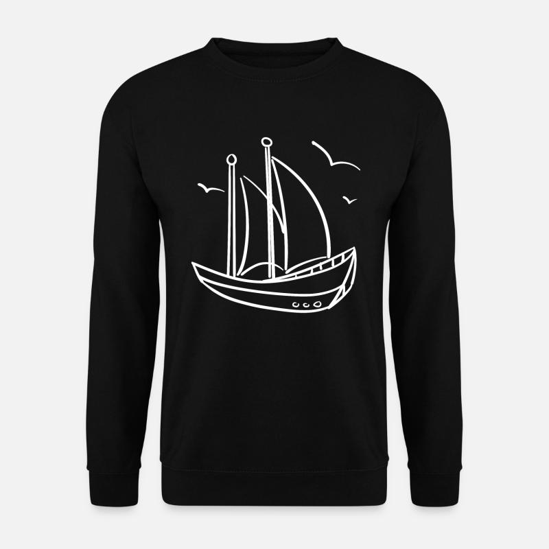 Segelboot skizzen - Unisex Pullover - Schwarz