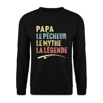 Papa le pêcheur le mythe la légende papa pêcheur - Sweat-shirt Unisexe - noir - Devant - Alina (178cm) & Michal (187cm)