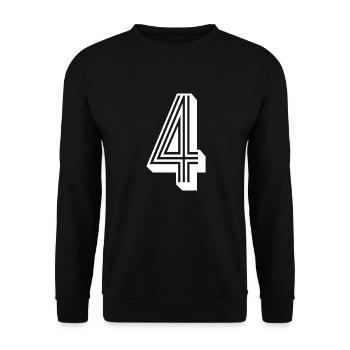 4 Jahre Trikotnummer 4 - Unisex Pullover - Schwarz - Vorne - Alina (178cm) & Michal (187cm)