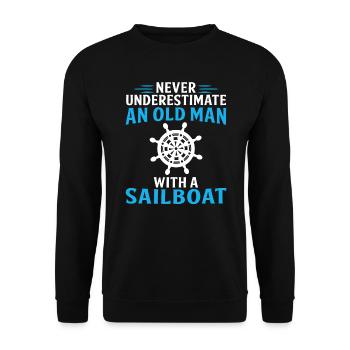 never underestimate an old man with a sailboat - Unisex Sweatshirt - black - Front - Alina (178cm) & Michal (187cm)