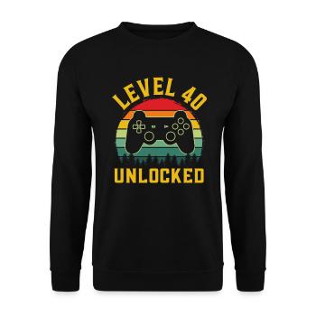 Level 40 unlocked t-shirt level 40 complete - Unisex Pullover - Schwarz - Vorne - Alina (178cm) & Michal (187cm)