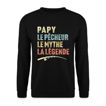 papy le pêcheur le mythe la légende - Sweat-shirt Unisexe - noir - Devant - Alina (178cm) & Michal (187cm)