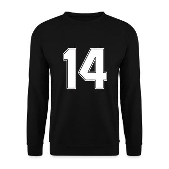 14 ans numéro maillot 14 - Sweat-shirt Unisexe - noir - Devant - Alina (178cm) & Michal (187cm)