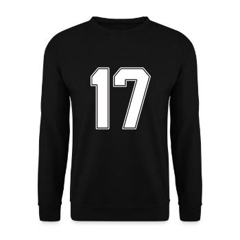 17 Jährige Trikotnummer 17 - Unisex Pullover - Schwarz - Vorne - Alina (178cm) & Michal (187cm)