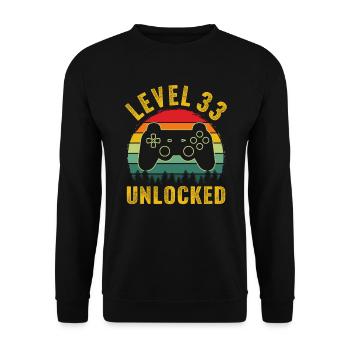Level 33 unlocked t-shirt level 33 complete - Unisex Pullover - Schwarz - Vorne - Alina (178cm) & Michal (187cm)