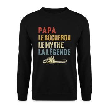 Papa le bûcheron le mythe la légende - Sweat-shirt Unisexe - noir - Devant - Alina (178cm) & Michal (187cm)